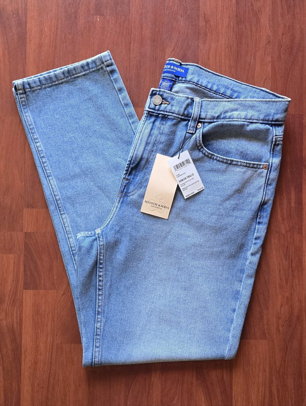 Scotch & Soda Men’s Clifton Straight Fit Jeans Light Wash, Size 34
